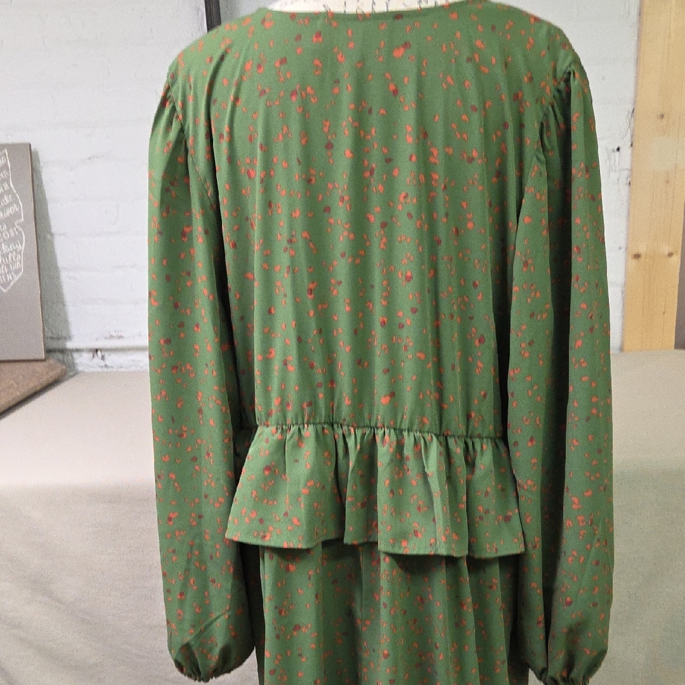 Eloquii Elements Green And Orange Patterned Dress - image 3